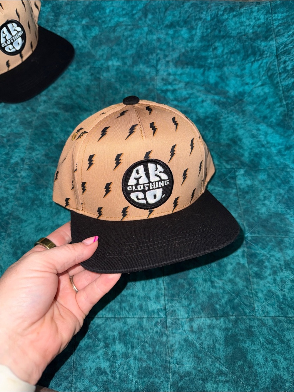 AK Clothing Co. Lightning Snapback Hat - Tan & Black